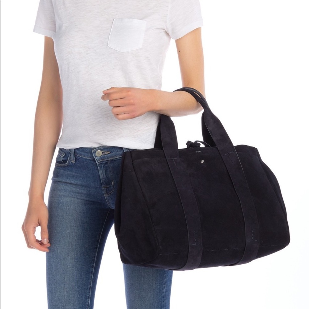 {Theory} Navy Blue Suede Signature Tote - Picture 2 of 7